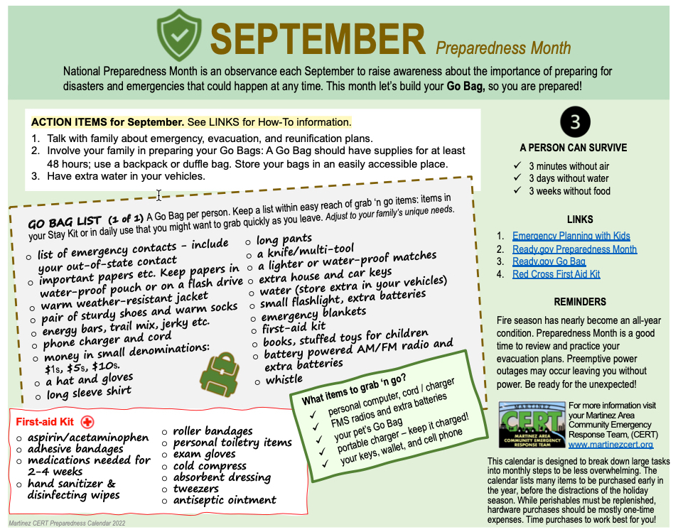 September is National Preparedness Month.